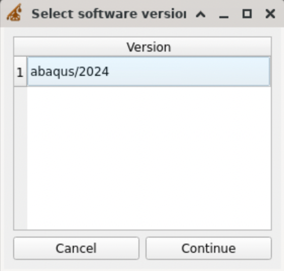 A table with the available versions of Abaqus on Gautschi.