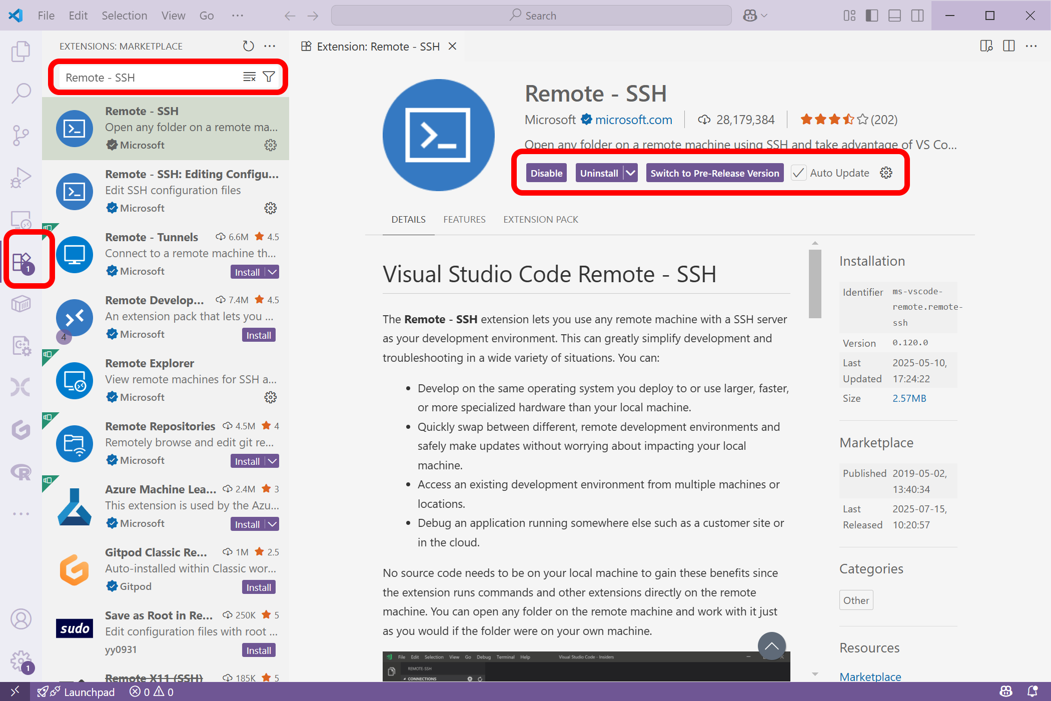 VS code Remote SSH Extension