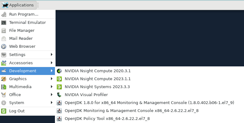 Open OnDemand app launcher grid showing the Nsight Systems UI application tile alongside other cluster applications.