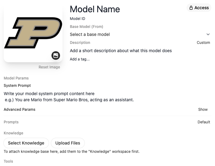 GenAI Studio custom model creation screen
