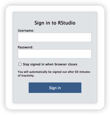Rstudio login window