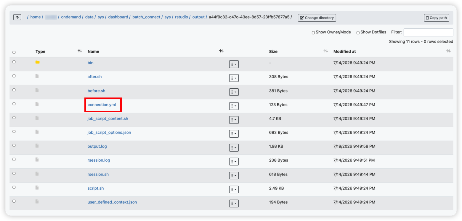 Rstudio session folder
