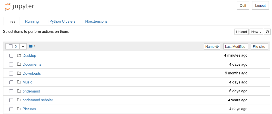 Screenshot of a Jupyter server running in-browser